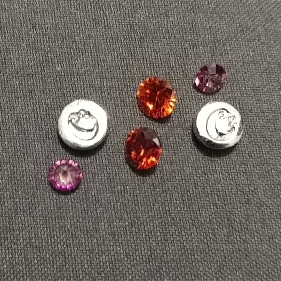 6pc Origami Owl Basketball Charms with Orange & Pink Crystals Sports Set - Picture 10 of 10